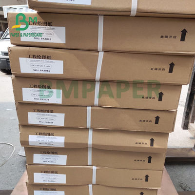 80gsm Gulungan Kertas Plotter CAD Suhu Tinggi Untuk Gambar Teknik 508mm
