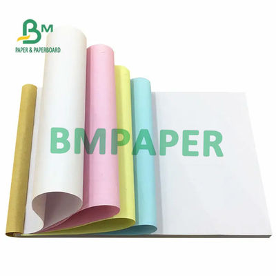 55gsm NCR Karbonless Paper Putih Kuning Merah Biru Warna Invoice Paper Hitam Gambar