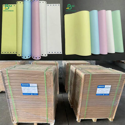 55gsm NCR Karbonless Paper Putih Kuning Merah Biru Warna Invoice Paper Hitam Gambar
