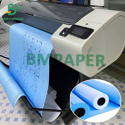 A0 A1 80gms Kertas cetak biru Putih Belakang 50 Meter Gulung 2 inci Inti, 5 Pcs Sebuah Karton