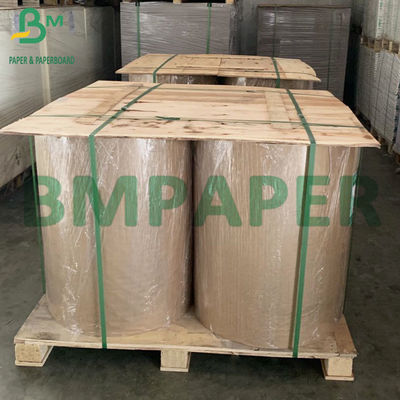 35gm Single Side Glossy MG Golden Brown Ribbed Kraft Paper Roll Untuk Pengemasan