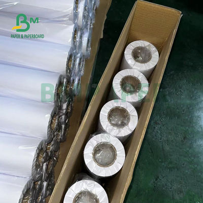 20lb Uncoated CAD Paper Roll Untuk Inkjet Printer 36' X 500' 3' Core Cerah Putih