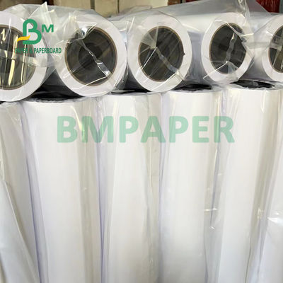 20lb Uncoated CAD Paper Roll Untuk Inkjet Printer 36' X 500' 3' Core Cerah Putih