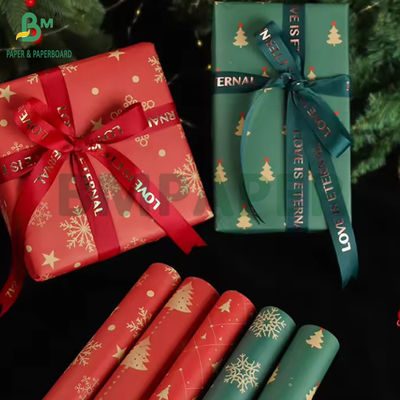 60gm Custom Printed Christmas Gift Wrapping Packing Paper Roll 43cm x 300cm