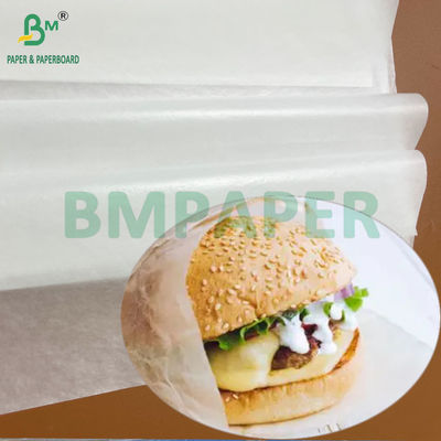 Ketahanan minyak 30 grs 35 grs kertas lilin putih untuk mengemas sandwich hamburger