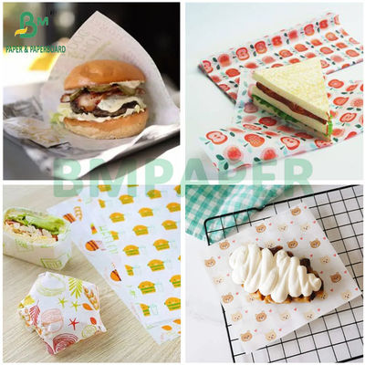 BPA bebas biodegradable 30GSM 40GSM Waxed Deli Paper untuk pembungkus burger