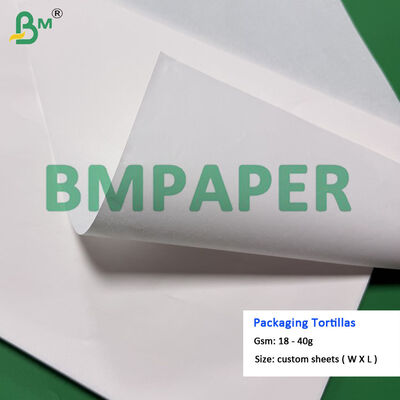 20gm 25gm lembaran pemisah tipis untuk tortilla, makanan kelas tortilla kertas pembungkus kertas kulit bawang