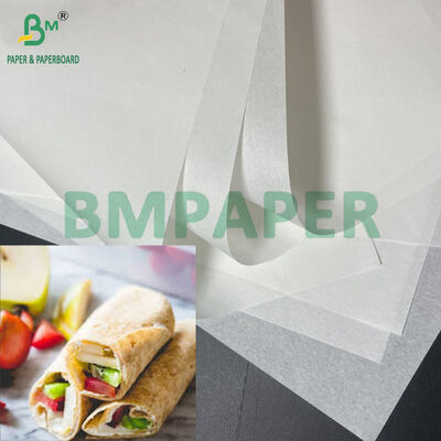 Tahan Kelembaban 25gm sampai 40gm Food Grade White Paper Roll untuk Membungkus Tortilla