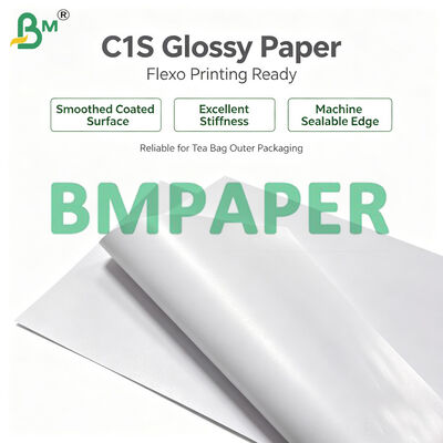 Kertas Berlapis Glossy Satu Sisi C1S 80gsm Untuk Amplop Luar Sachet Kantong Teh